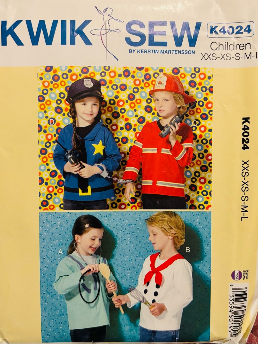 Kwik Sew K4024 Pattern by Kerstin Martensson Tops Costume Sizes XXS-L Uncut